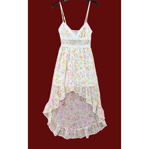 Rue 21 - Women's Summer Sleeveless High Low Hem Ruffle Floral Dress - White - XS